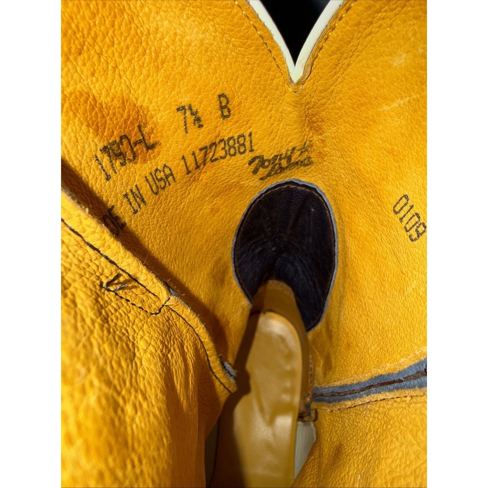 Tony Lama Women's Beige Royal Blue Western Goat Leather Boots 1790-L 7.5B - Picture 5 of 12